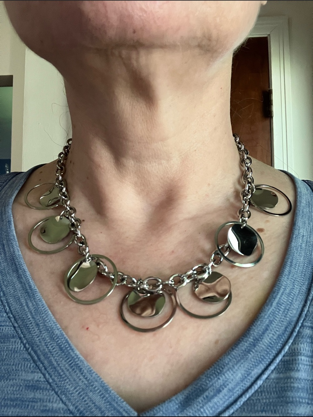 Stainless steel  Disc Charm Chain Necklace - Women Jewelry